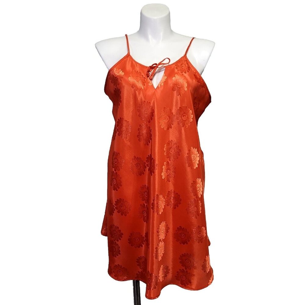 Lane Bryant Intimates‎ Plus 22/24 Orange Floral Textured Chemise Slip NightGown